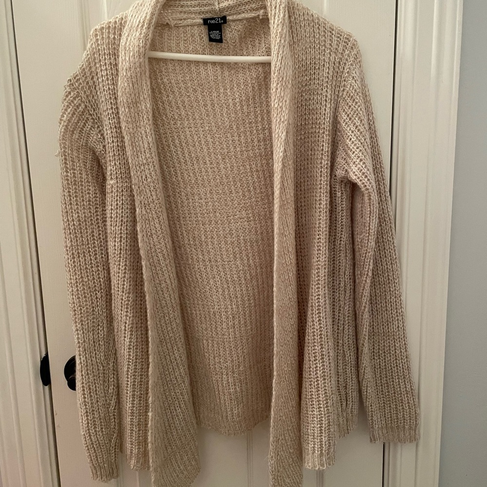 L Rue21 Oatmeal Cardigan Sweater